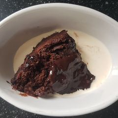 Self-saucing chocolate pudding A picture of Self-saucing chocolate pudding.