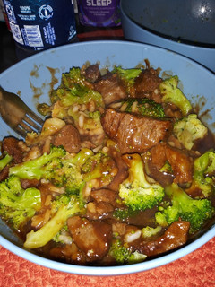A picture of Beef and broccoli.
