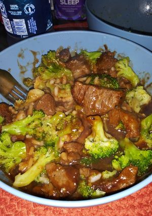 A picture of Beef and broccoli.