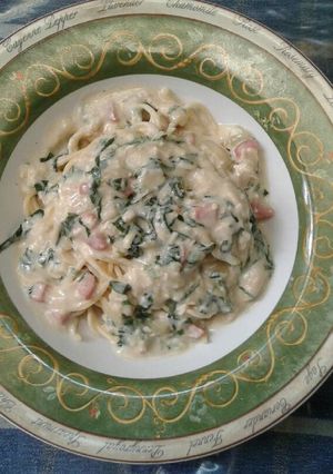 Foto resep Spaghetti Spinach Mashroom Creamy Sauce
