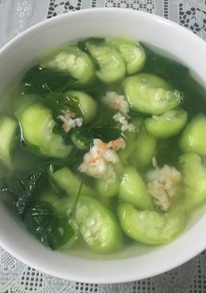 Hình của món Rau bình bát nấu tôm tươi.