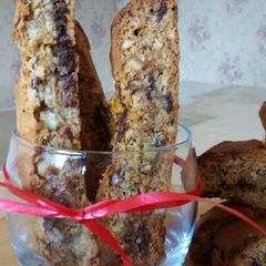 A picture of Candied peels dark choc almond & coconut Biscotti (without eggs).