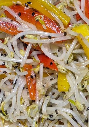豆芽菜炒紅黃椒 的食譜成品照片