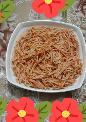 صورة لوصفة مكرونة اسباجيتى بالصلصة🍜