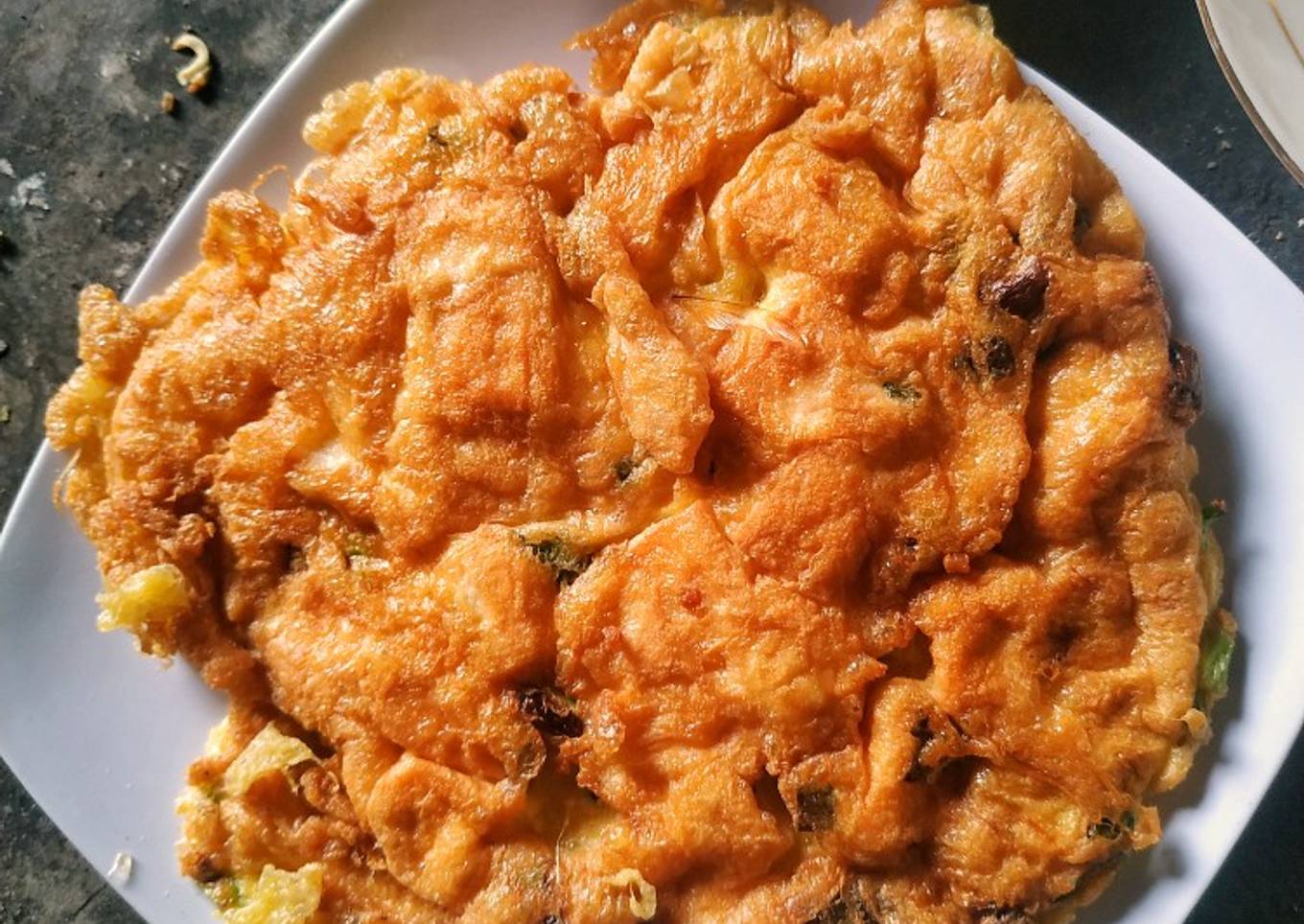 Telur dadar tahu dadu