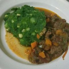 A picture of Mukimo & meat stew# my mum's recipe#.