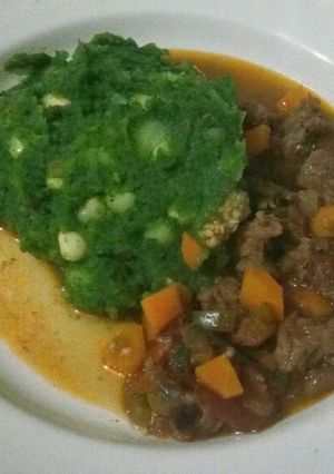 A picture of Mukimo & meat stew# my mum's recipe#.