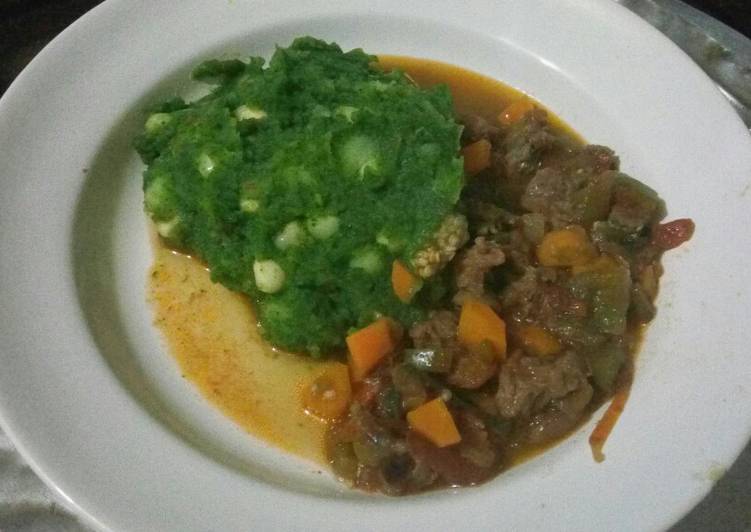 Recipe of Speedy Mukimo &amp; meat stew# my mum&#39;s recipe#