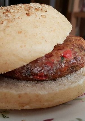 Una foto de Hamburguesa de arroz rojo integral