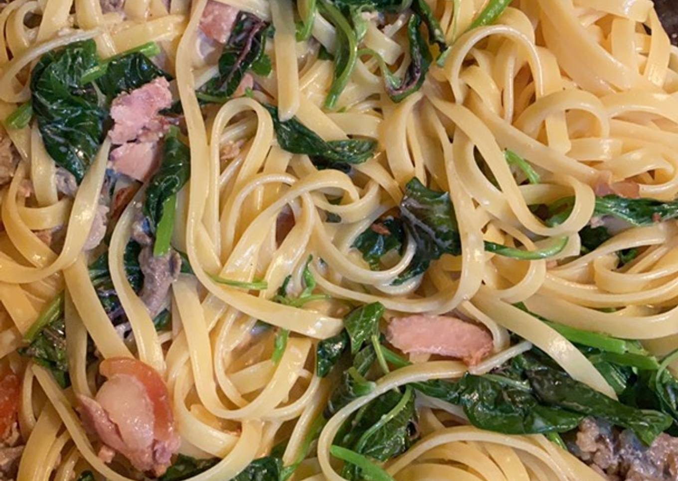 Fettucini Alfredo Ham Spinach
