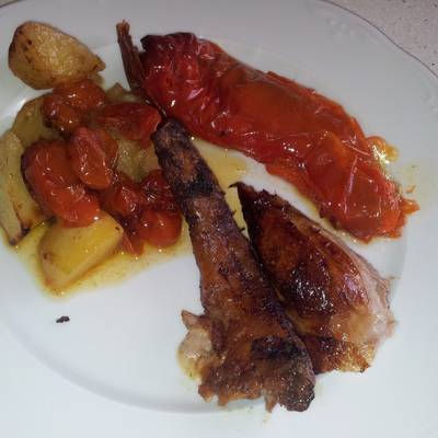 Cordero asado con patatas y verduras Receta de Patricienta Cook- Cookpad