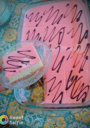 صورة لوصفة كيكة بالفلان 😍 ساهلة وبنينة