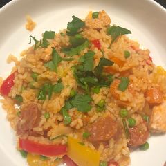 A picture of Chicken & chorizo paella.