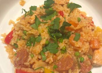 Unique Cuisine Chicken  chorizo paella Delicious Perfect