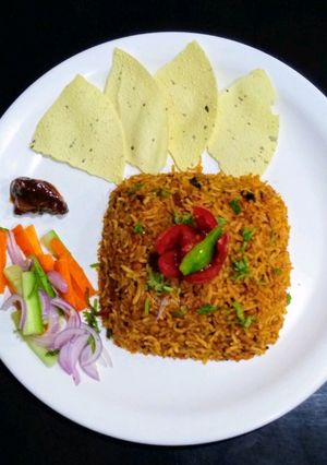 A picture of Tomato Rice with a twist.