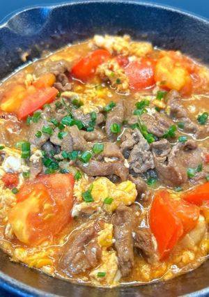 Hình của món Bò trứng sốt cà.