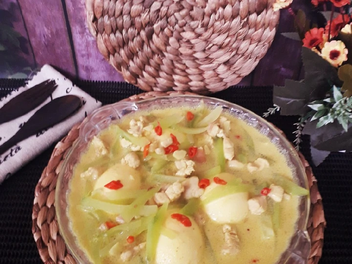 Easy Way Prepare Lodeh Ayam Telur Labu Siam (bumbu iris) the So Delicious You can take Joss in your mouth