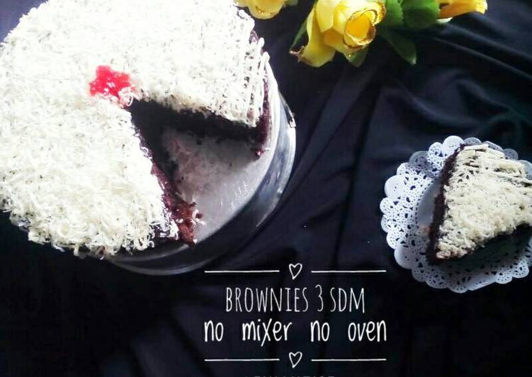 Brownies 3 sdm no mixer no oven