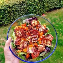 A picture of Butternut squash halloumi salad.