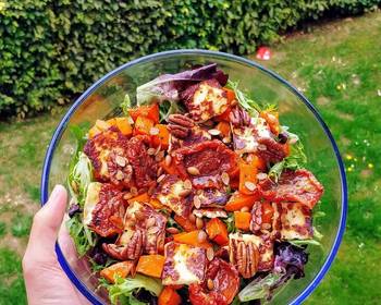 How To Serving Recipe Butternut squash halloumi salad Delicious