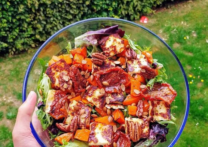 Butternut squash halloumi salad