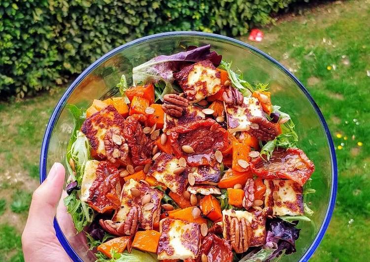 Steps to Make Quick Butternut squash halloumi salad