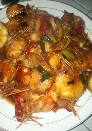 Foto resep Tumis udang pedas manis