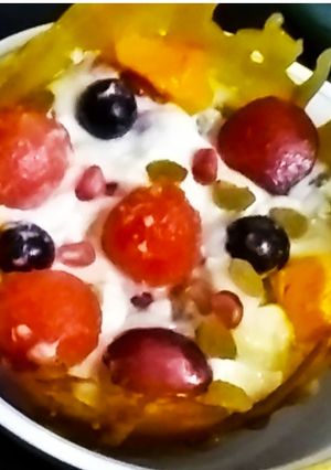 A picture of Fruity caremal bowl Cream Salad.