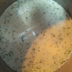 A picture of Julia's cream of broccoli soup.