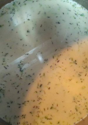 A picture of Julia's cream of broccoli soup.