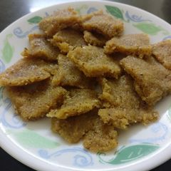 A picture of Fresh Coconut and Jaggery Barfi.