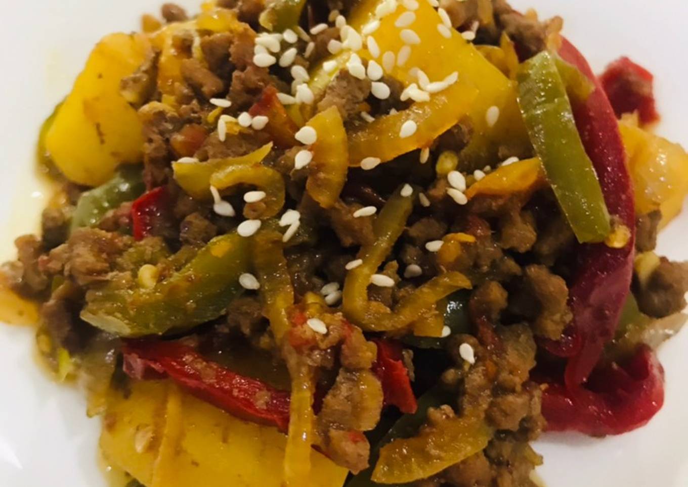 Daging kentang masak kecap lada hitam
