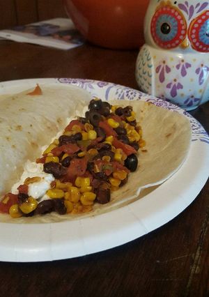 A picture of Quick black bean breakfast wrap.