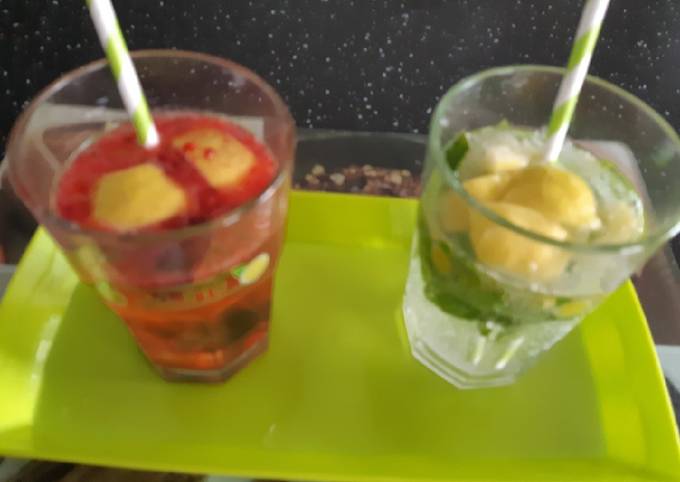 Boisson aux cerises et boisson mojito