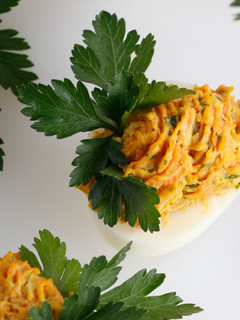 A picture of Carrot deviled eggs.