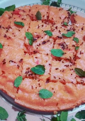 A picture of Khaman beetroot Dhokla.