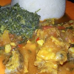 A picture of Ugali,managu and beef.
