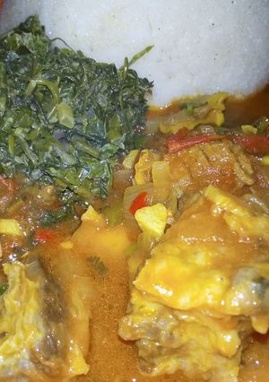 A picture of Ugali,managu and beef.