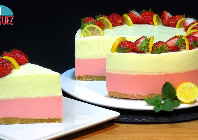 Cheesecake de fresa y limón sin horno, no creerás lo fácil que es de hacer  Receta de lolidominguezjimenez- Cookpad