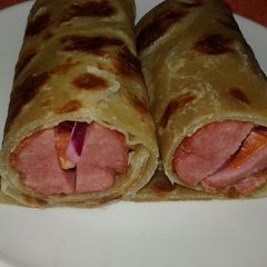 A picture of Chapati smokie wrap.