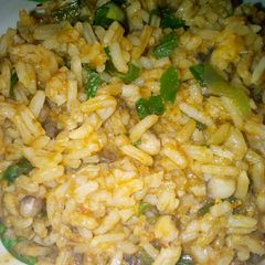 A picture of Rice and beans jollof.