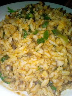 A picture of Rice and beans jollof.
