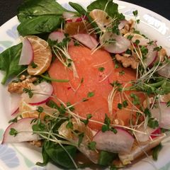 A picture of Smoked salmon, watercress and walnut salad.