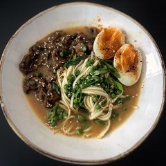 A picture of Miso butter mushrooms udon.