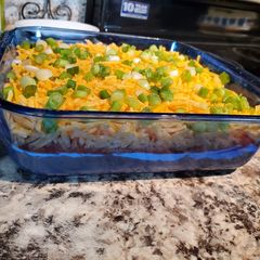A picture of 7 Layer Bean Dip.