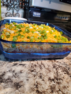 A picture of 7 Layer Bean Dip.