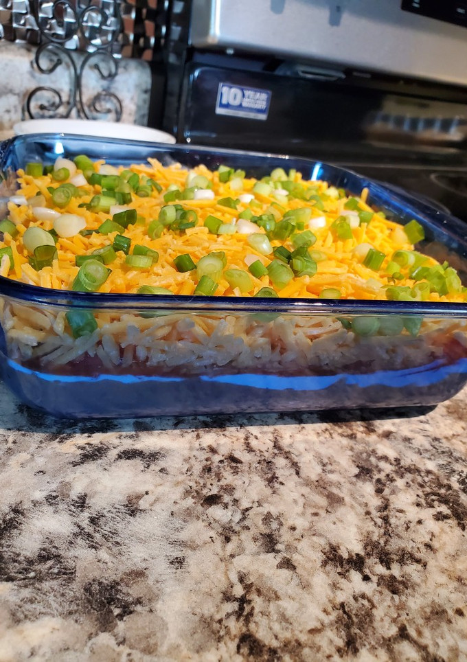 A picture of 7 Layer Bean Dip.