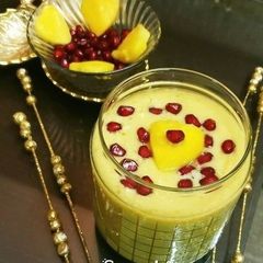 A picture of Wood Apple Smoothie with honey, Oats and coconut.