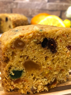 A picture of Eggless Whole Wheat Orange Carrot Dry Fruit Cake – Pressure Cooker Cake Recipe.