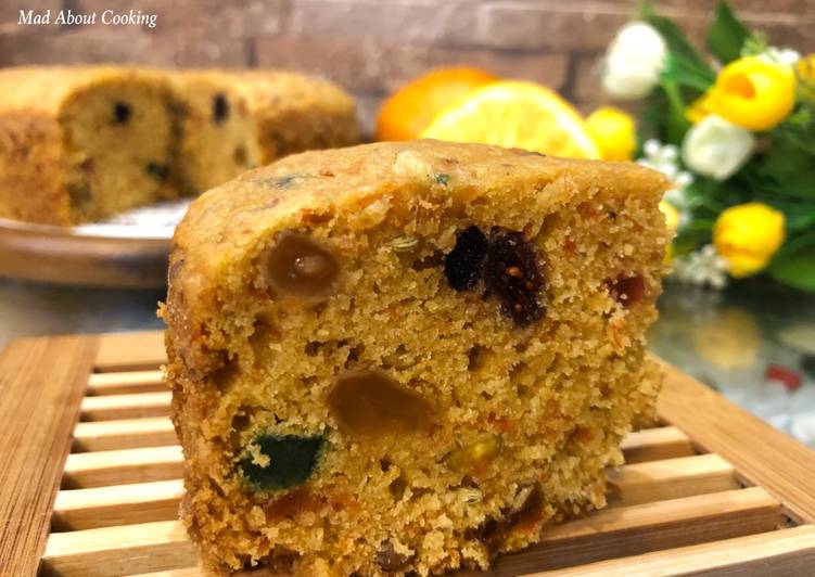 Steps to Make Super Quick Homemade Eggless Whole Wheat Orange Carrot Dry Fruit Cake – Pressure Cooker Cake Recipe